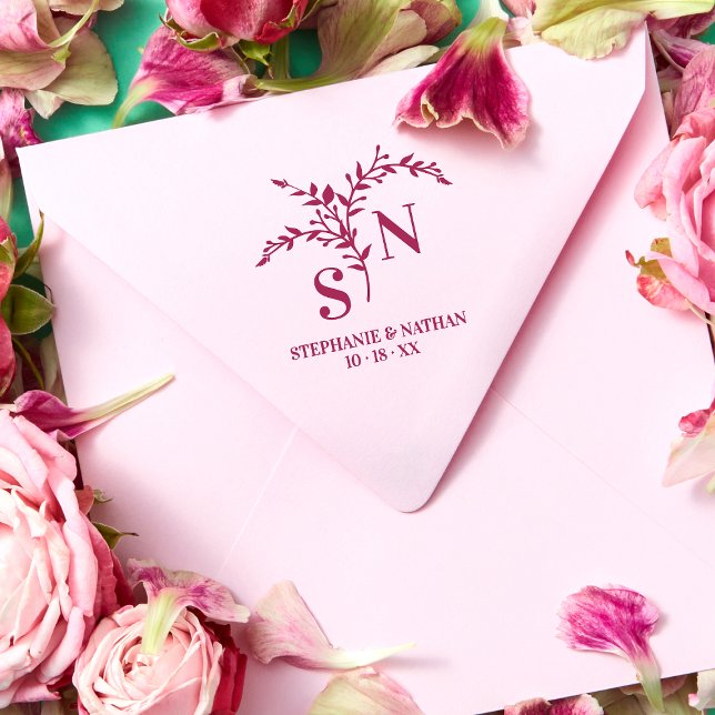 Sello De Caucho Moda Iniciales Botánicas Boda de Flor Silvestre Mo (Subido por el creador)