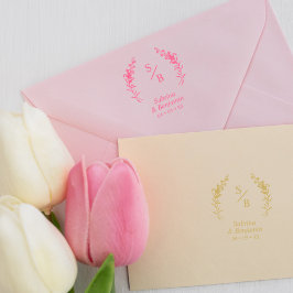 Sello De Caucho Moda Iniciales Minimalistas modernas pelucas y flo