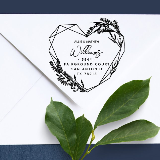 Sello De Caucho Moda Lavender Corazón Casado Pareja Dirección de R (Rustic Chic Lavender Married Couple Return Address Rubber Stamp. Perfect also for a country wedding!)