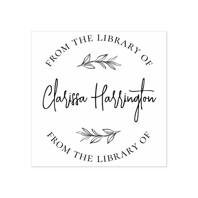 Sello De Caucho Moda Personalizado De Hojas Botánicas De La Biblio (Impresión)