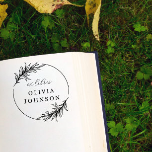 Sello De Caucho Moda Saltos Botánicos Script Ex Libris Nombre pers