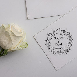 Sello De Caucho Modern Floral Save the Date Boda