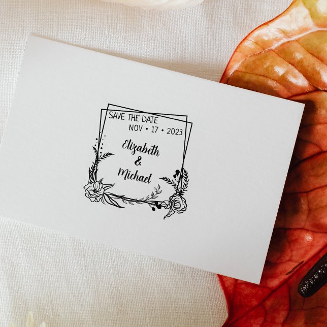 Sello De Caucho Modern Floral Save the Date Boda (Subido por el creador)