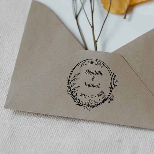 Sello De Caucho Modern Floral Save the Date Boda (Subido por el creador)