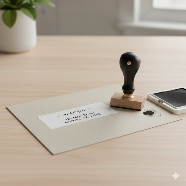 Sello De Caucho Modern Minimal Custom Address Wood Stamp Design (Subido por el creador)