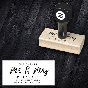 Sello De Caucho Modern Script Future Mr. and Mrs Return Address