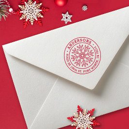 Sello De Caucho Modern Winter Snowflake return address