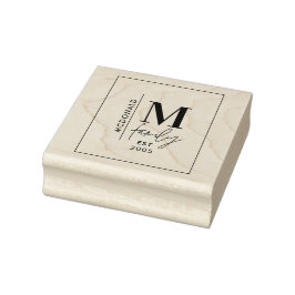 Sello De Caucho Moderna familia de monogramas marina gris elegante