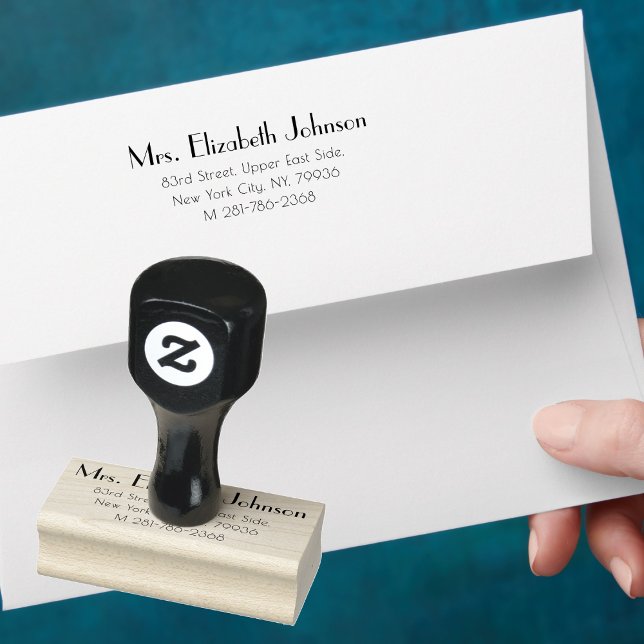 Sello De Caucho Moderna Llanura Sencilla Y Elegante Para Su Direcc (Modern Simple Elegant Plain For Her Return Address Rubber Stamp)