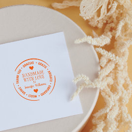 Sello De Caucho Moderna Multilingual Gracias Hecho A Mano Con Amor