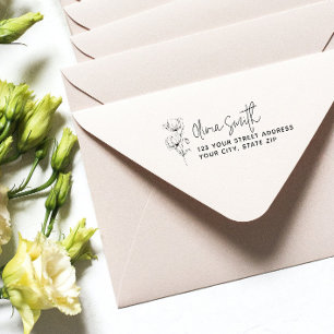 Sello De Caucho Moderna y elegante dirección de retorno de flores 