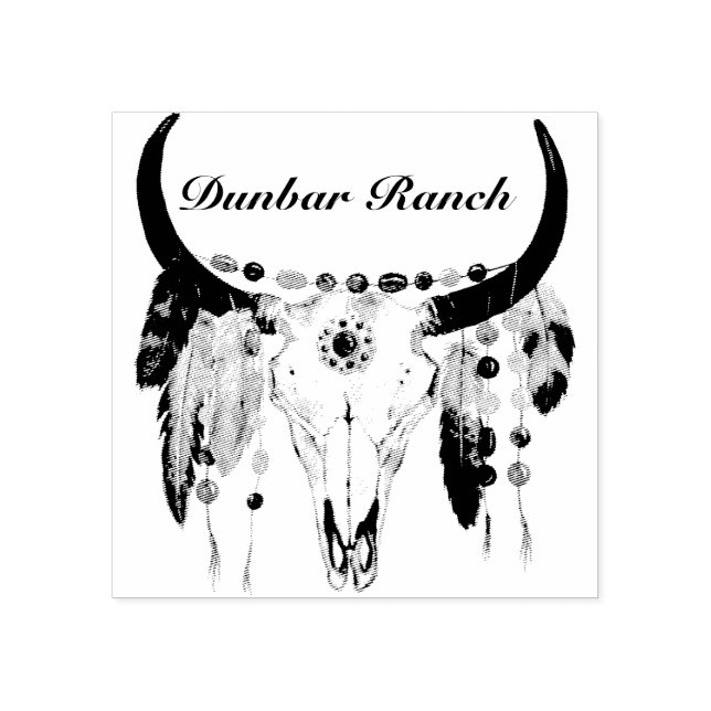 Sello De Caucho Moderno Boho Skull Business o Name (Impresión)