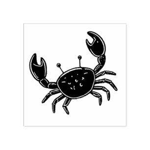 Sello De Caucho Moderno Estilo Verano Tendencia Mariscos Cangrejo 