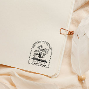 Sello De Caucho Moderno libro de flores silvestres de la bibliotec