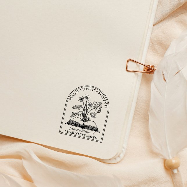 Sello De Caucho Moderno libro de flores silvestres de la bibliotec (Subido por el creador)