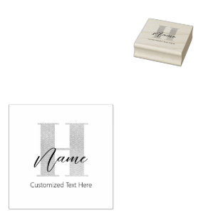 Sello De Caucho Moderno Monogramado inicial H & Name Personalizado