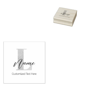 Sello De Caucho Moderno Monogramado inicial L & Name Personalizado