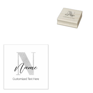 Sello De Caucho Moderno Monogramado inicial N & Nombre personaliza