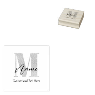 Sello De Caucho Moderno Monogramado Primer M & Nombre Personalizad