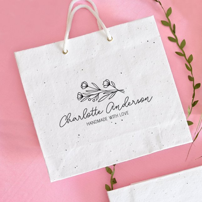 Sello De Caucho Moderno negocio Personalizado hecho a mano, floral (Subido por el creador)