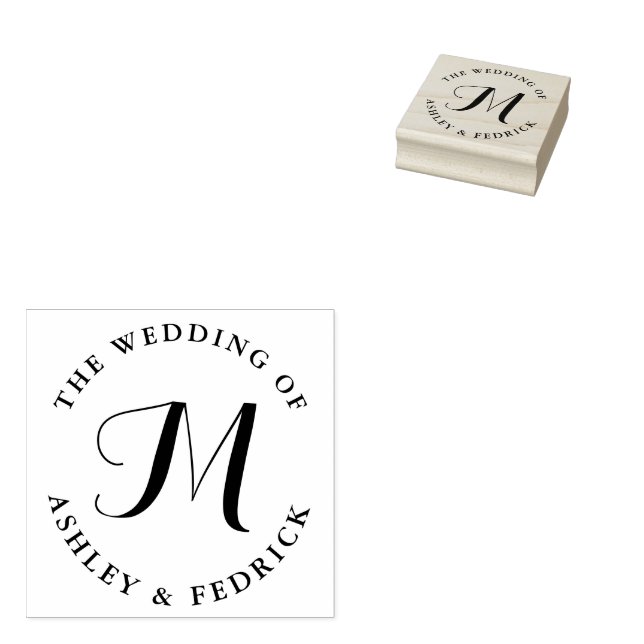 Sello De Caucho Moderno y elegante Monograma Bride Groom Boda (Sellado)