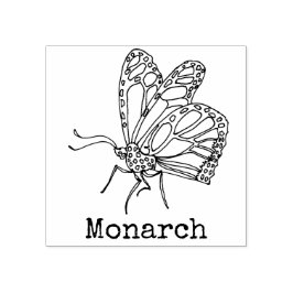 Sello De Caucho Monarca Mariposa Monogramada