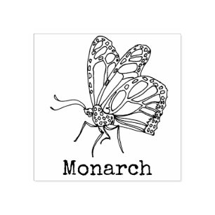 Sello De Caucho Monarca Mariposa Monogramada
