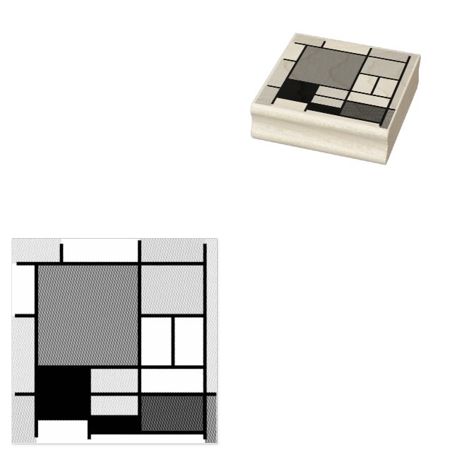 Sello De Caucho Mondrian Pintura de Plano Rojo Amarillo Azul Gris  (Sellado)
