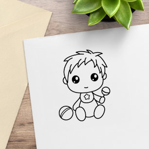 Sello De Caucho Mono de bebé niño coloréame