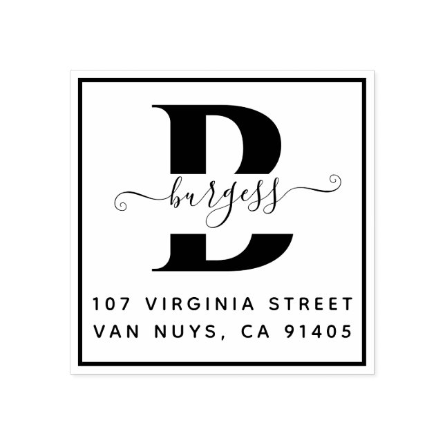 Sello De Caucho Monográfico Simple Cuadrado manuscrito (Impresión)