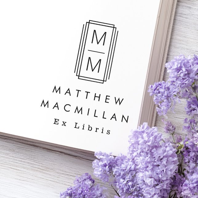 Sello De Caucho Monogram initials and name Ex libris library book (Monogram initials and name Ex libris library book Rubber Stamp)