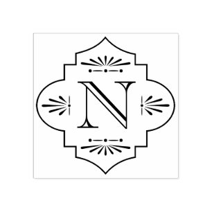 Sello De Caucho Monograma Art Deco Vintage Inicial