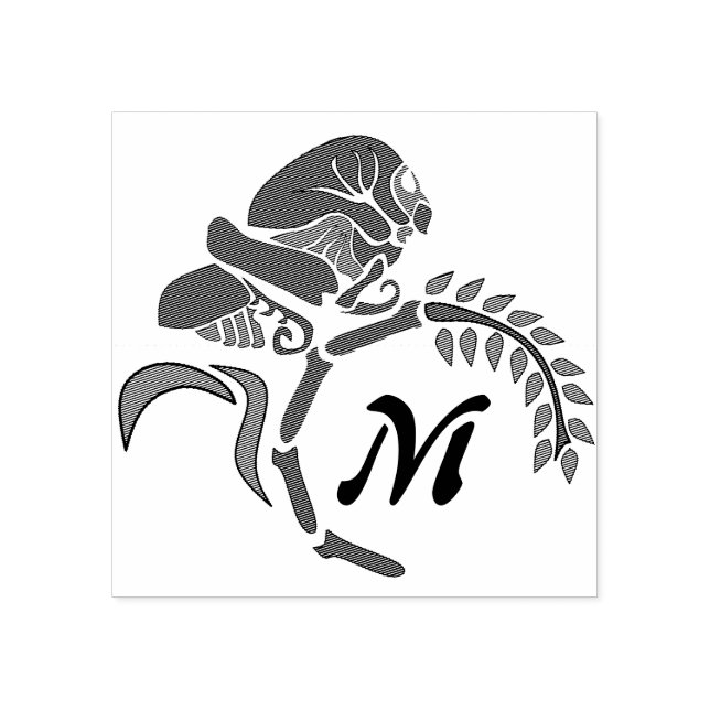 Sello De Caucho Monograma caprichoso y caprichoso (Impresión)