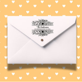 Sello De Caucho Monograma de división floral, tema de las flores