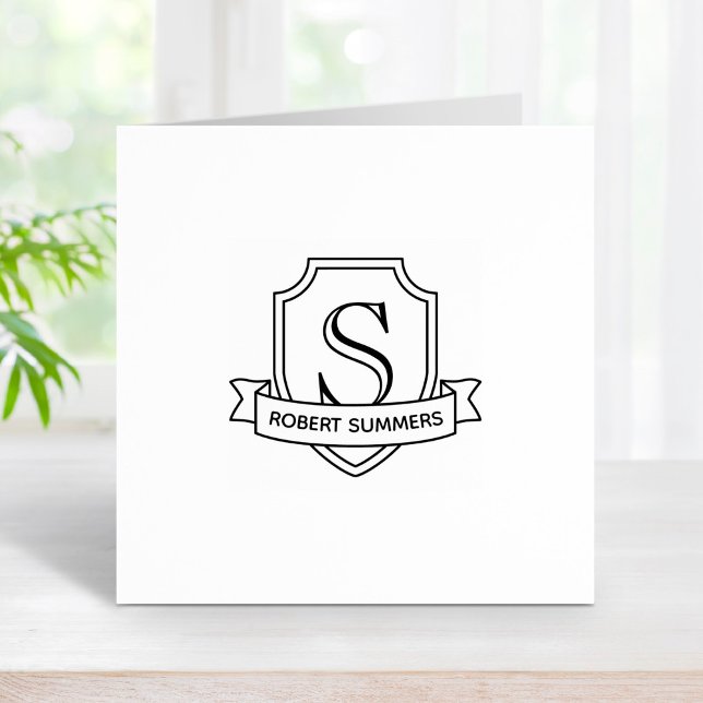 Sello De Caucho Monograma de escudo y cinta de opciones 1x1 (Subido por el creador)