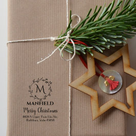 Sello De Caucho Monograma de familia personalizado, Feliz Navidad,