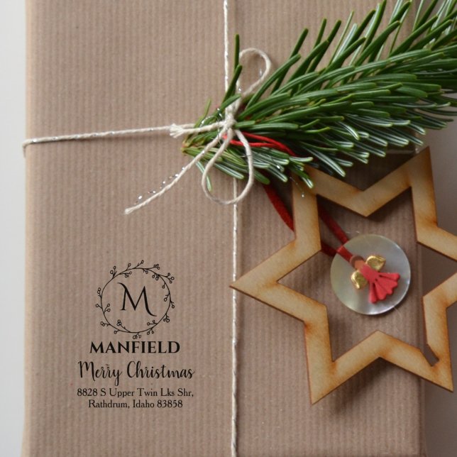 Sello De Caucho Monograma de familia personalizado, Feliz Navidad, (Subido por el creador)