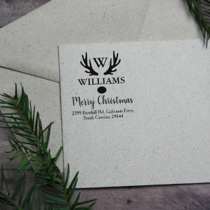 Sello De Caucho Monograma de familia personalizado, Feliz Navidad,