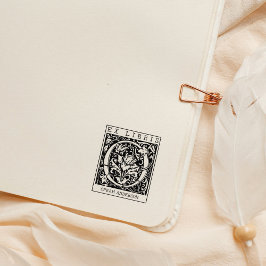 Sello De Caucho Monograma de flor de vintage Libro Ex Libris