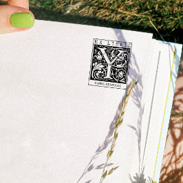 Sello De Caucho Monograma de flor de vintage Libro Ex Libris
