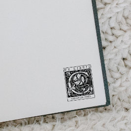 Sello De Caucho Monograma de flor de vintage Libro Ex Libris