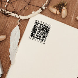 Sello De Caucho Monograma de flor de vintage Libro Ex Libris