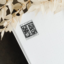 Sello De Caucho Monograma de flor de vintage Libro Ex Libris
