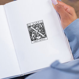 Sello De Caucho Monograma de flor de vintage Libro Ex Libris