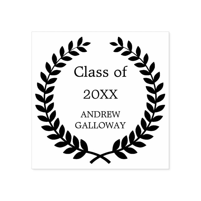 Sello De Caucho Monograma de la corona de laurel de graduación (Impresión)