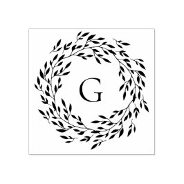 Sello De Caucho Monograma de la corona de Leafy Delicada