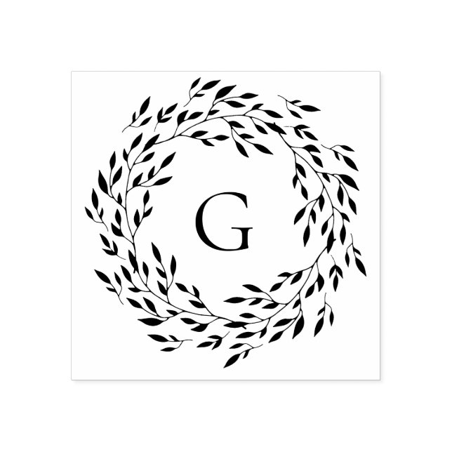 Sello De Caucho Monograma de la corona de Leafy Delicada (Impresión)