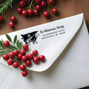 Sello De Caucho Monograma de la entrega del árbol del oso polar