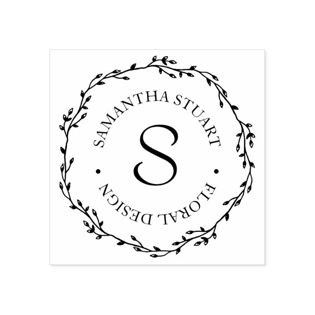 Sello De Caucho Monograma de la guirnalda de Twig (Impresión)