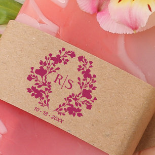 Sello De Caucho Monograma de las ramas iniciales del Boda de Moda 